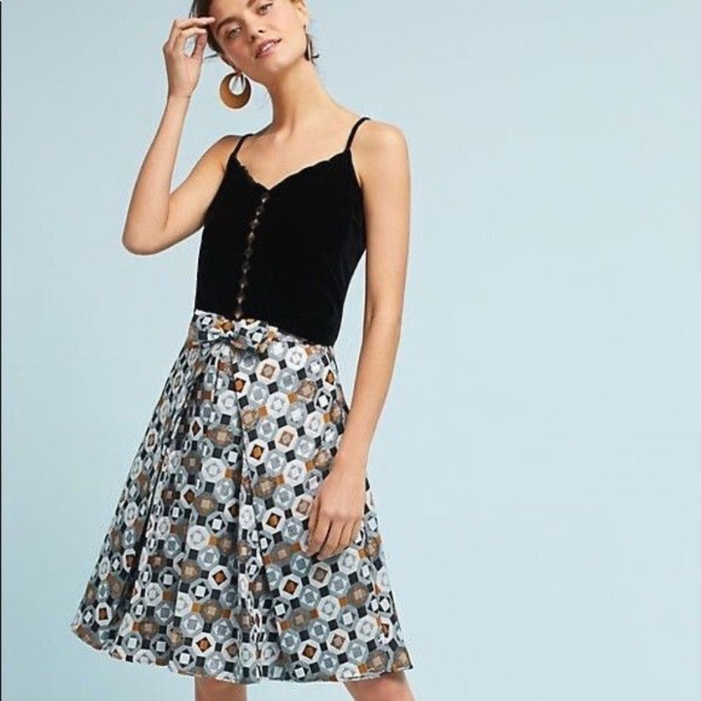EVA FRANCO Metallic Geo Jacquard Skirt